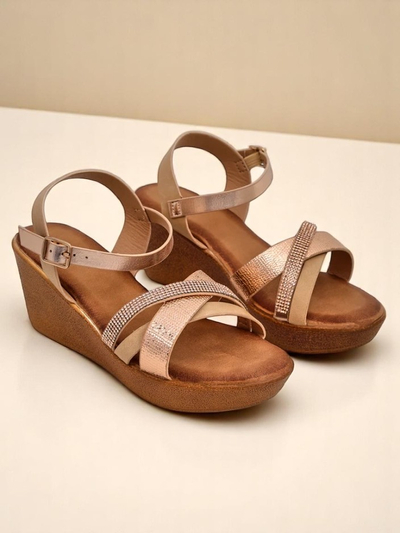 Женские wedges-сандалии Royalfashion с стразами и блестками Glittera
