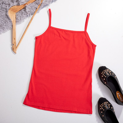 Raudonas moteriškas palaidinėlis su plonomis petnešėlėmis PLIUS DYDIS - Drabužiai