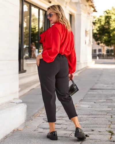 Королевская мода Простые женские тканевые брюки 7/8 PLUS SIZE