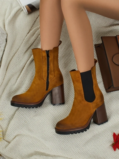 Женские ботильоны Soreya из эко-замши на каблуке-столбике