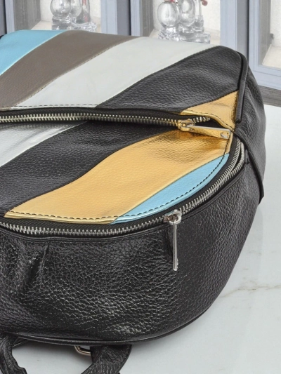 Royalfashion moteriška kuprinė, pagaminta iš eko odos su juostelėmis Metallic Stripes