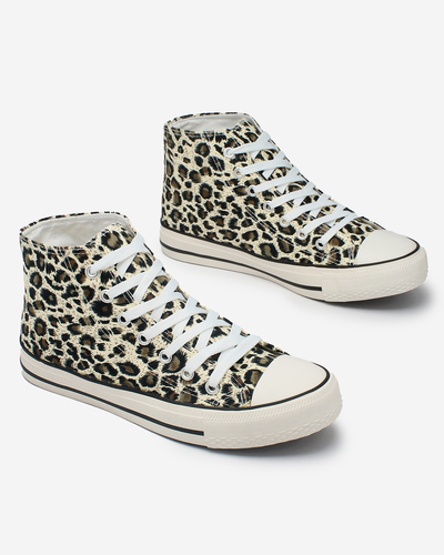 Royalfashion Moteriški smėlio ir rudos spalvos aukštakulniai su madingu raštu Jungle Jive