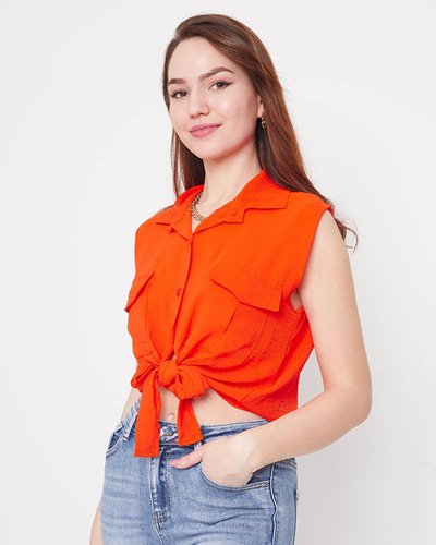 Orange crop top palaidinė susegama sagomis - Drabužiai