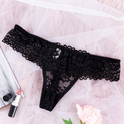 Черные женские кружевные стринги