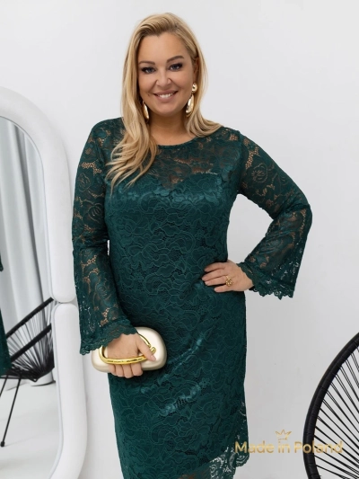 Nėriniuota moteriška midi suknelė su plačiomis rankovėmis Kiss Star