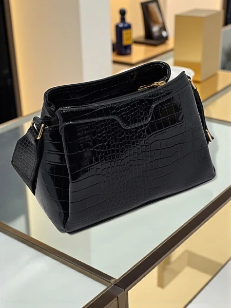 Lakuota maža moteriška rankinė iš eko odos Midnight Fern