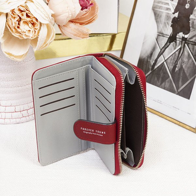 Mały klasyczny bordowy portfel - Portfel