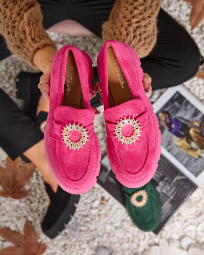 Royalfashion Fuksija moteriški eko zomšos mokasinai Likoki