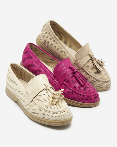 Кремовые женские мокасины с украшением Parffes- Footwear