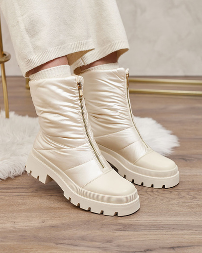 "Royalfashion" moteriški batai "Tainve Beige Flat Heel Boots"