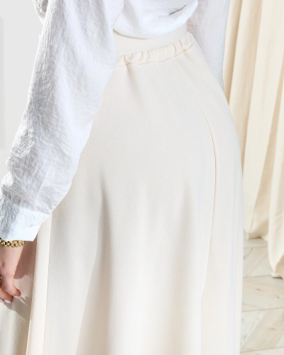 Smėlio spalvos moteriškas midi ilgio sijonas Drabužiai