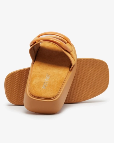 Коричневые женские шлепанцы из эко-замши Omve - Обувь