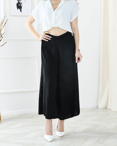 Черные женские широкие брюки палаццо - Одежда