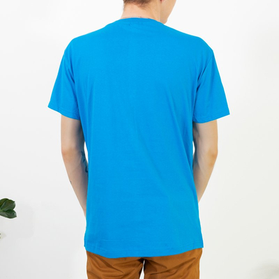 Голубая мужская футболка с принтом (Турция)