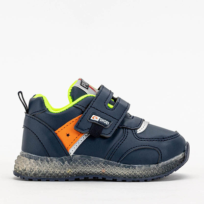 Tamsiai mėlynos ir oranžinės spalvos sportiniai bateliai berniukams Puniso - Avalynė