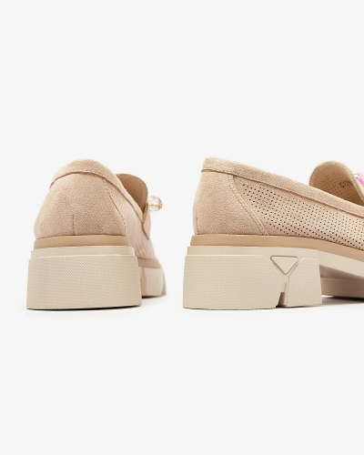 Šviesiai rudi moteriški ažūriniai mokasinai Peloga- Avalynė