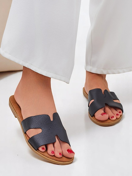 Royalfashion moteriškos šlepetės lygiu padu. Kasualus stilius