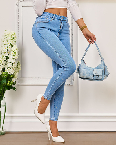 Royalfashion Женские джинсы-трубы с цирконами