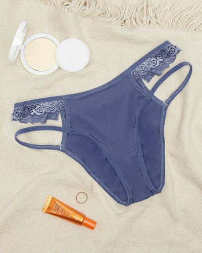 Фиолетовые кружевные трусики женские, бразильского типа с кружевом - Нижнее белье