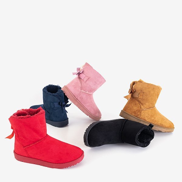 Czerwone damskie śniegowce z kokardką Pomona - Obuwie