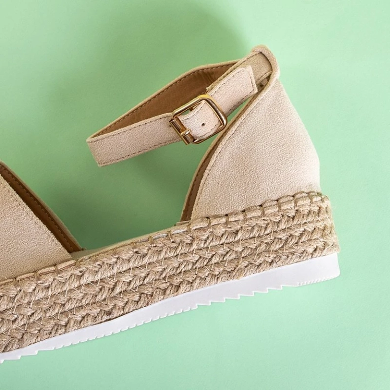 OUTLET Бежевые женские босоножки a'la эспадрильи на платформе Palira-Shoes