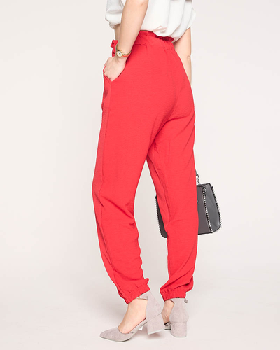 Moteriškos medžiaginės kelnės raudonos spalvos PLIUS DYDIS - Drabužiai