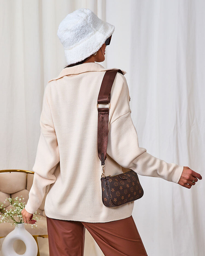 Royalfashion Темно-коричневый женский пуловер с отстегивающейся водолазкой