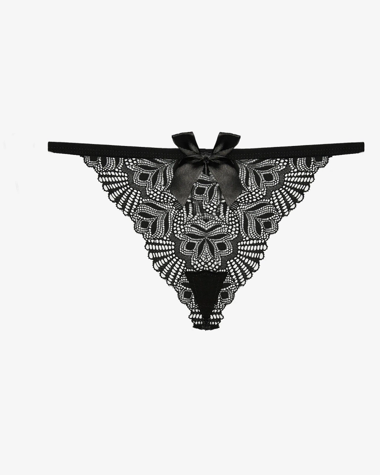 Черные кружевные женские трусики стринги - Нижнее белье