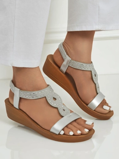 Royalfashion Women's Agaya Rhinestone Wedge Sandals - SLAY Edition