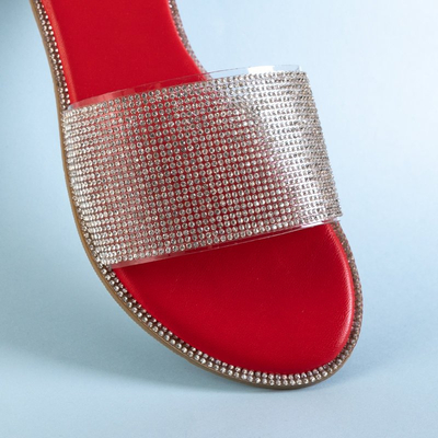 Красные женские шлепанцы со стразами Verina