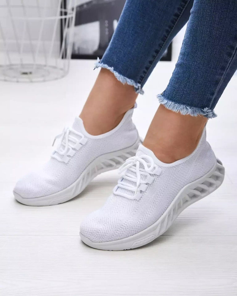 OUTLET Женские тканевые спортивные туфли белого цвета Acarfi- Footwear