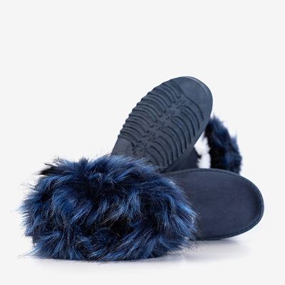 Зимние сапоги на платформе с мехом синего цвета Hellasi - Обувь