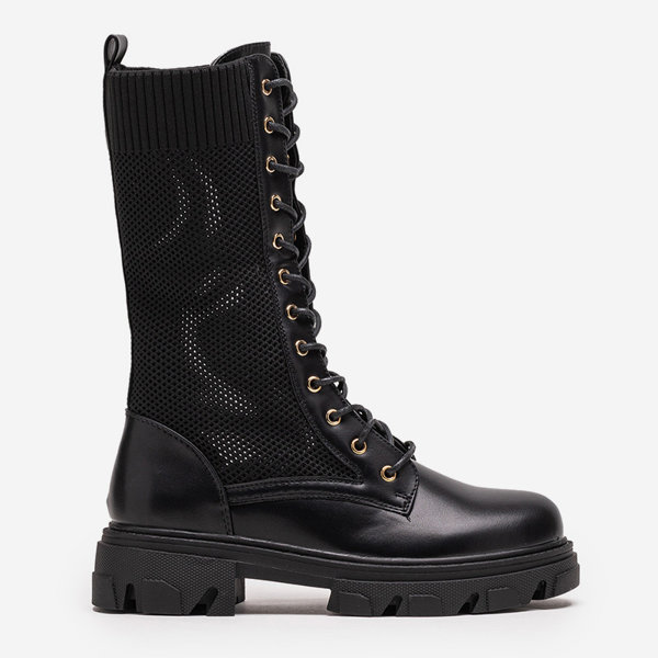 Ažūriniai juodi moteriški suvarstomi aulinukai Buhomi - Avalynė