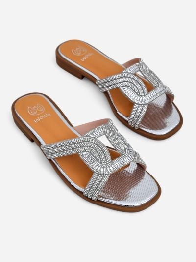 Серебряные сандалии Royalfashion Ariadne - плоский каблук, экологическая кожа