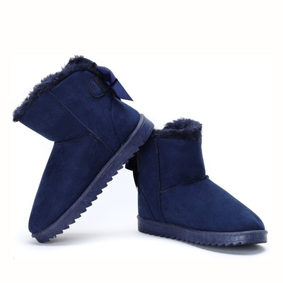 Granatowe śniegowce z kokardką Azerras - Obuwie