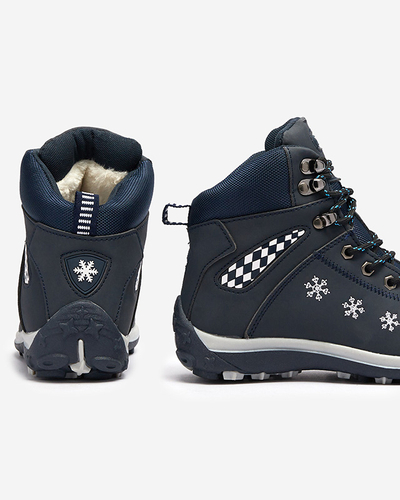 Зимние женские ботинки темно-синего цвета со снежинками Sniesavo - Обувь