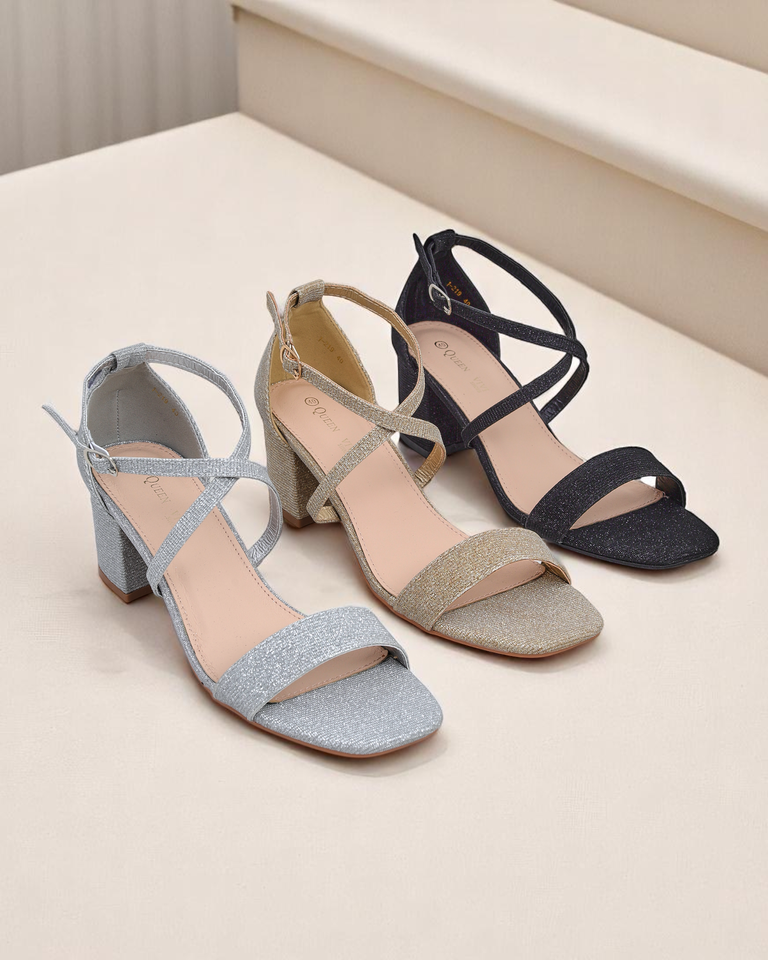 Sandaly Royalfashion Callista Nero na slupku damskie tkanina rozmiar 41