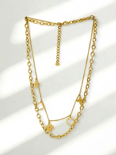 Vėrinys „Persefona Aurelia“ – paauksuotas, dvigubas su gėlės motyvu