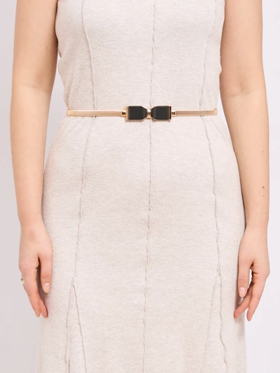 Золотой женский ремень Livia с металлической пряжкой-бантиком в стиле Romano