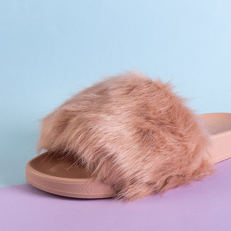 Темно-розовые женские шлепанцы с мехом Danita
