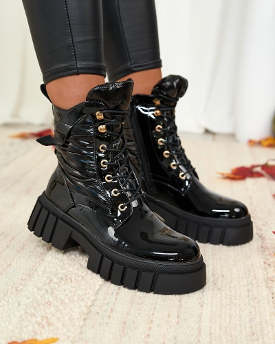 Royalfashion Женские лакированные черные сапоги Wefetto