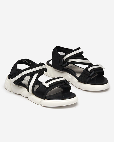 Juodos ir baltos vaikiškos basutės užsegamos Velcro Modis - Shoes