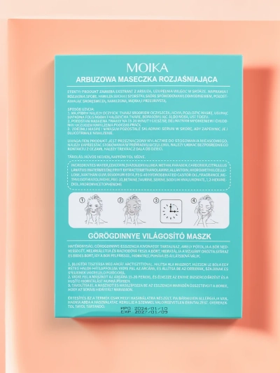 MOIKA Arbūzo šviesinanti lapų kaukė 25 ml x 10 vnt