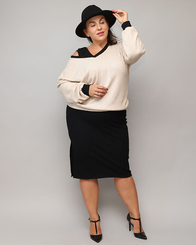 Royalfashion Повседневный женский комплект в черно-бежевых тонах