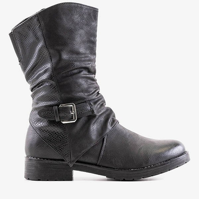 Czarne damskie botki z wysoką cholewką Siena - Obuwie