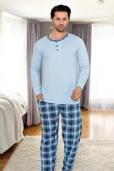 Royalfashion Vyrų medvilnės languoti pižamos