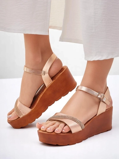 Royalfashion Moteriški platforminiai sandalai su kristalais ir blizgučiais Aurora Glow