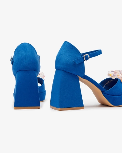 Синие женские сандалии на толстой подошве с кристаллами Celidi - Обувь