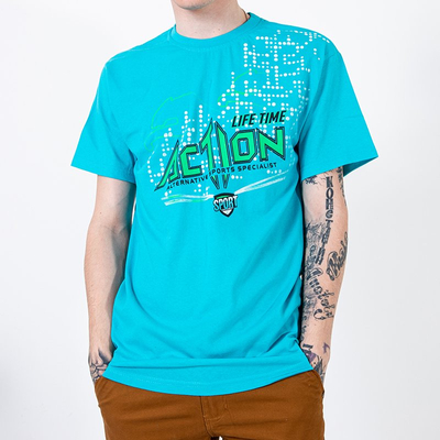 Turquoise vyriški medvilniniai marškinėliai - Apranga