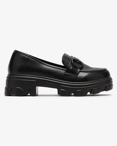 Juodi moteriški mokasinai tvirtu padu Zeleri - Avalynė